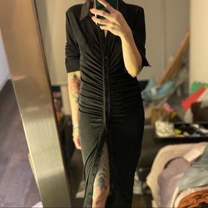 BN ruched black button up dress